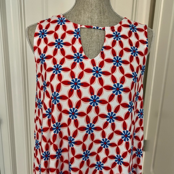 NWT! Allison Brittney Womens Americana Floral Sleeveless Swing Dress Size M - Picture 4 of 9